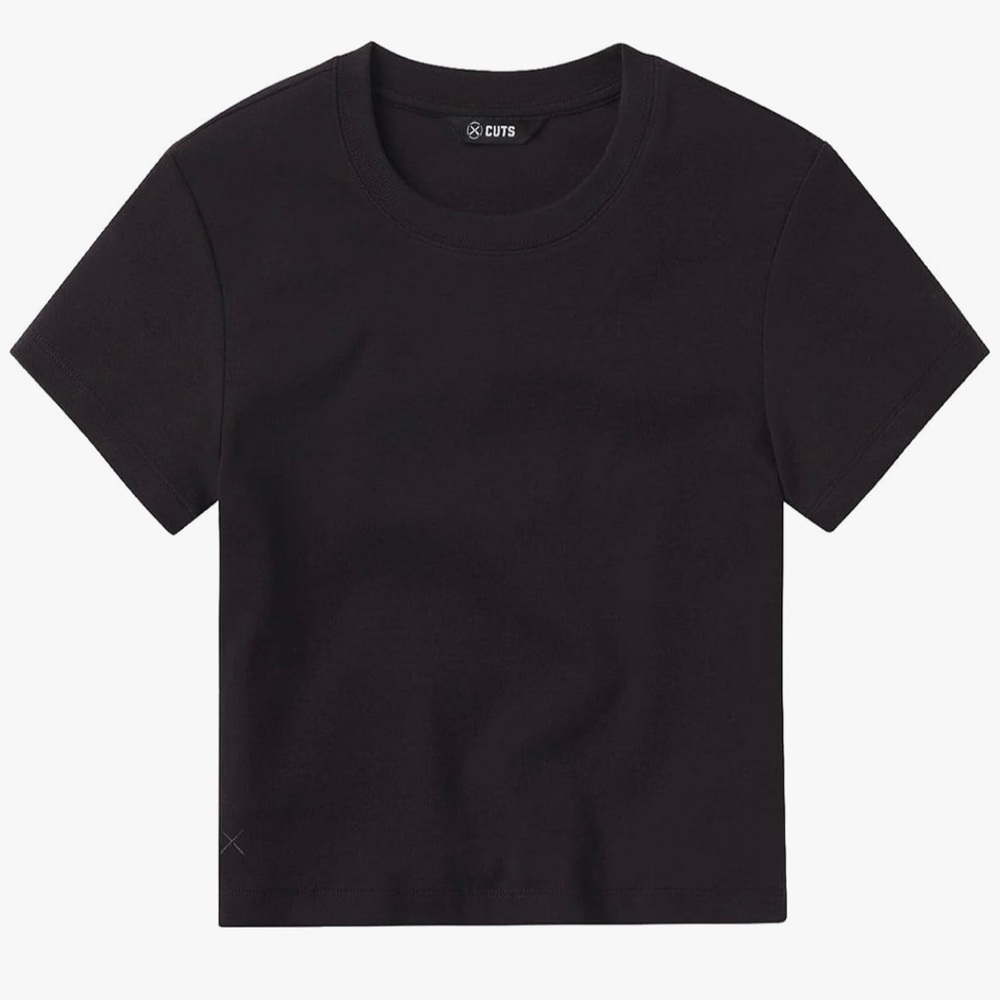 Women’s Cropped Black Crewneck Tee - CUTS